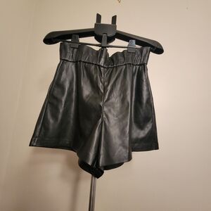 Black Faux Leather Shorts